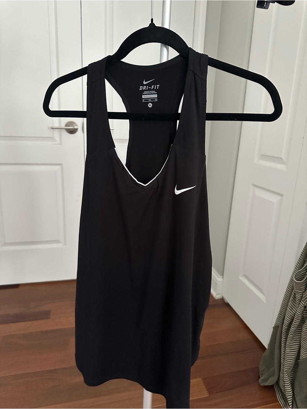 Nike Black Racerback Dri-FIT Tank with White Swoosh